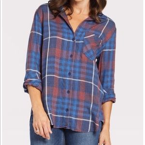 Anthropologie Cloth & Stone Plaid Button-Down Top